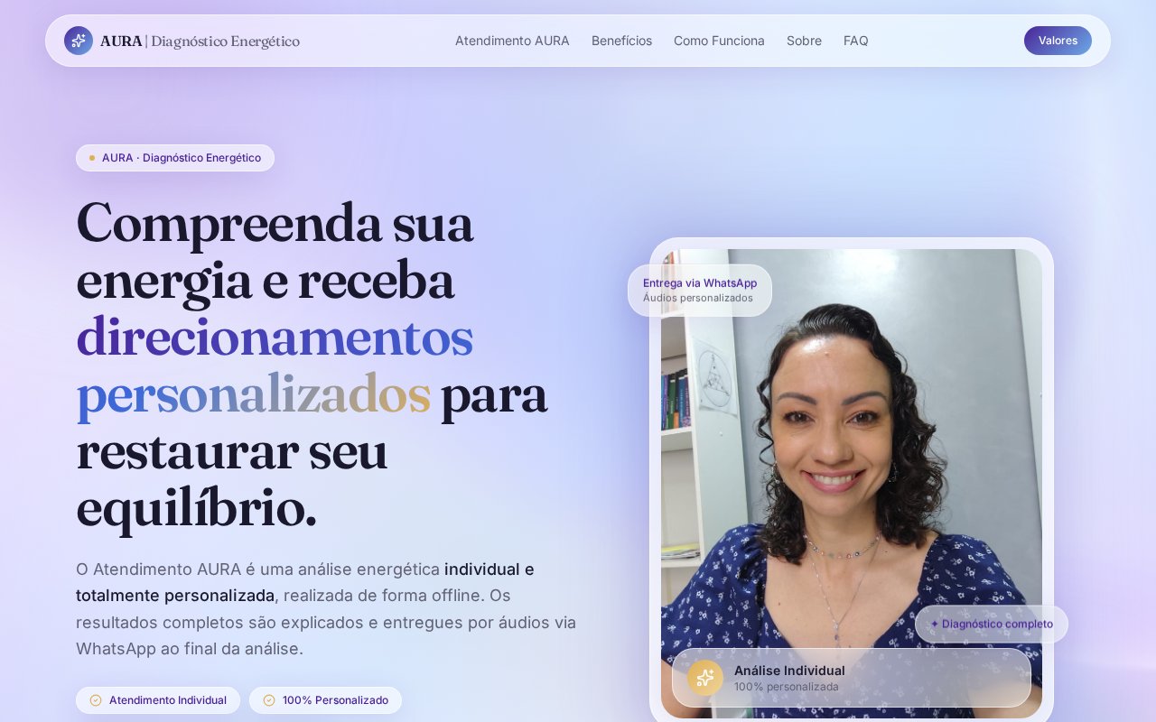 Capa do projeto Landing page atendimento aura